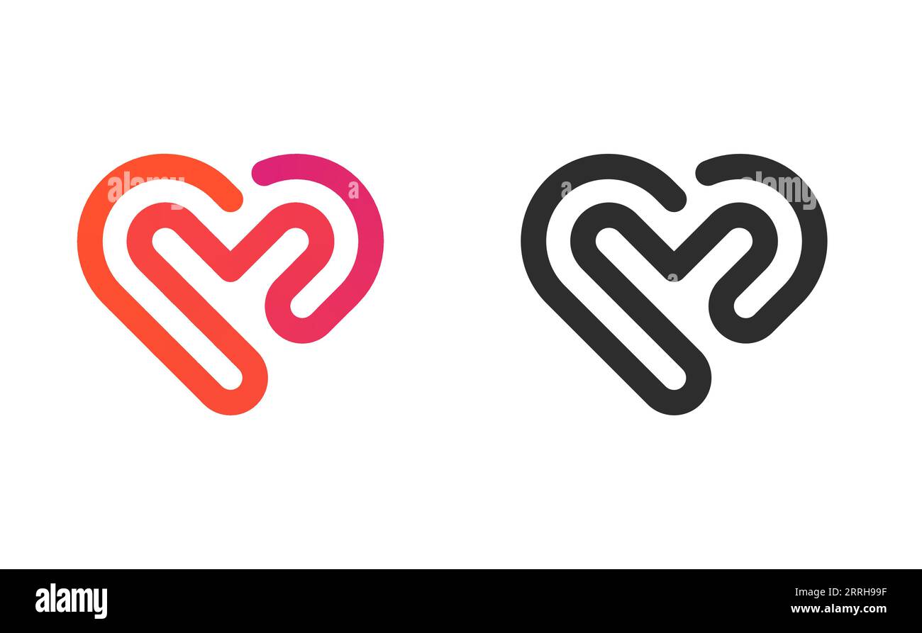 Heart line art gradient and black color logo Stock Vector Image & Art ...