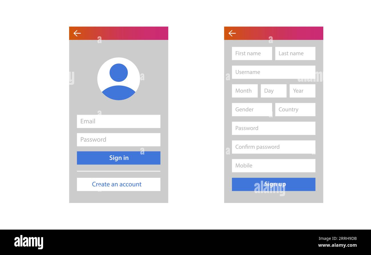 Login, sign in, create an account, sign up page Stock Vector Image ...
