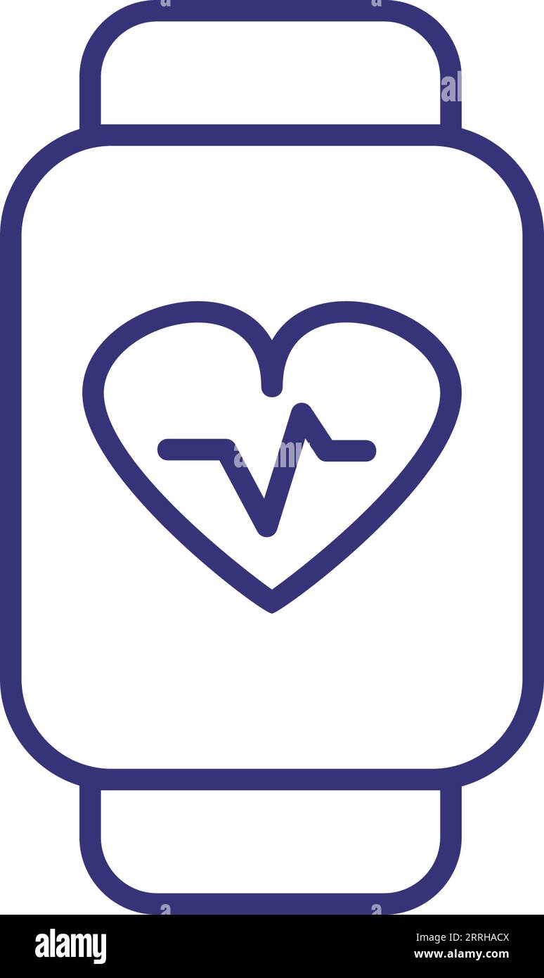 Watch with pulse line icon Stock Vector