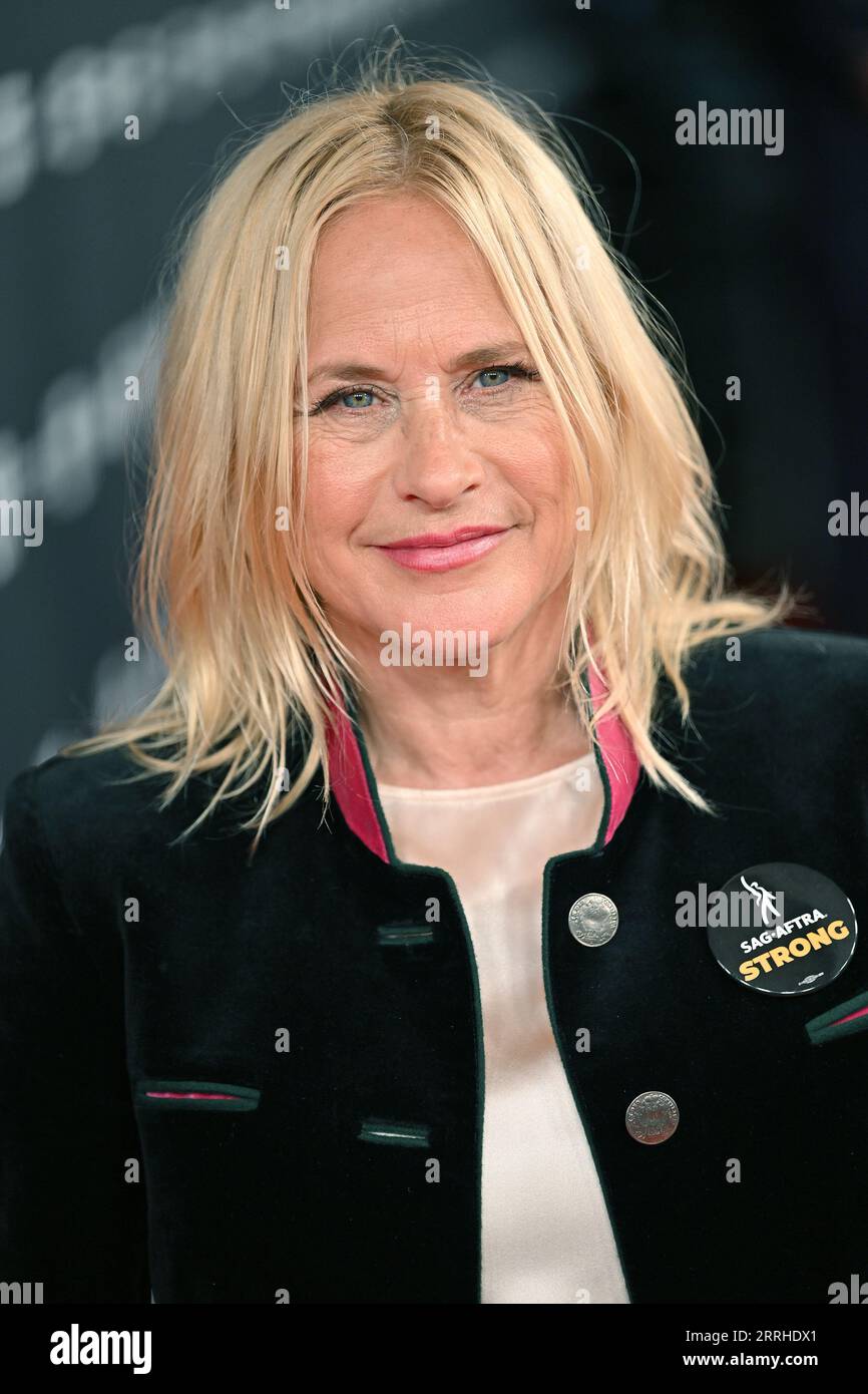 Toronto, Canada. 07th Sep, 2023. Patricia Arquette wears a SAG-AFTRA pin in solidarity with the actors' union as she arrives for the world premiere of her directorial debut 'Gonzo Girl' at the Royal Alexandra Theatre on opening night of the Toronto International Film Festival in Toronto, Canada on Thursday, September 7, 2023. Photo by Chris Chew/UPI Credit: UPI/Alamy Live News Stock Photo