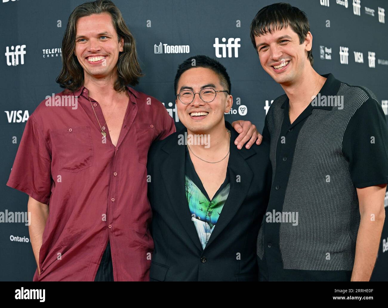 Toronto, Canada. 07th Sep, 2023. (R-L) Josh Sharp, Bowen Yang and Aaron Jackson react to the Sewer Boys in a cage as they attend the TIFF Midnight Madness world premiere of 'DICKS: The Musical' at the Royal Alexandra Theatre on opening night of the Toronto International Film Festival in Toronto, Canada on Thursday, September 7, 2023. Photo by Chris Chew/UPI Credit: UPI/Alamy Live News Stock Photo