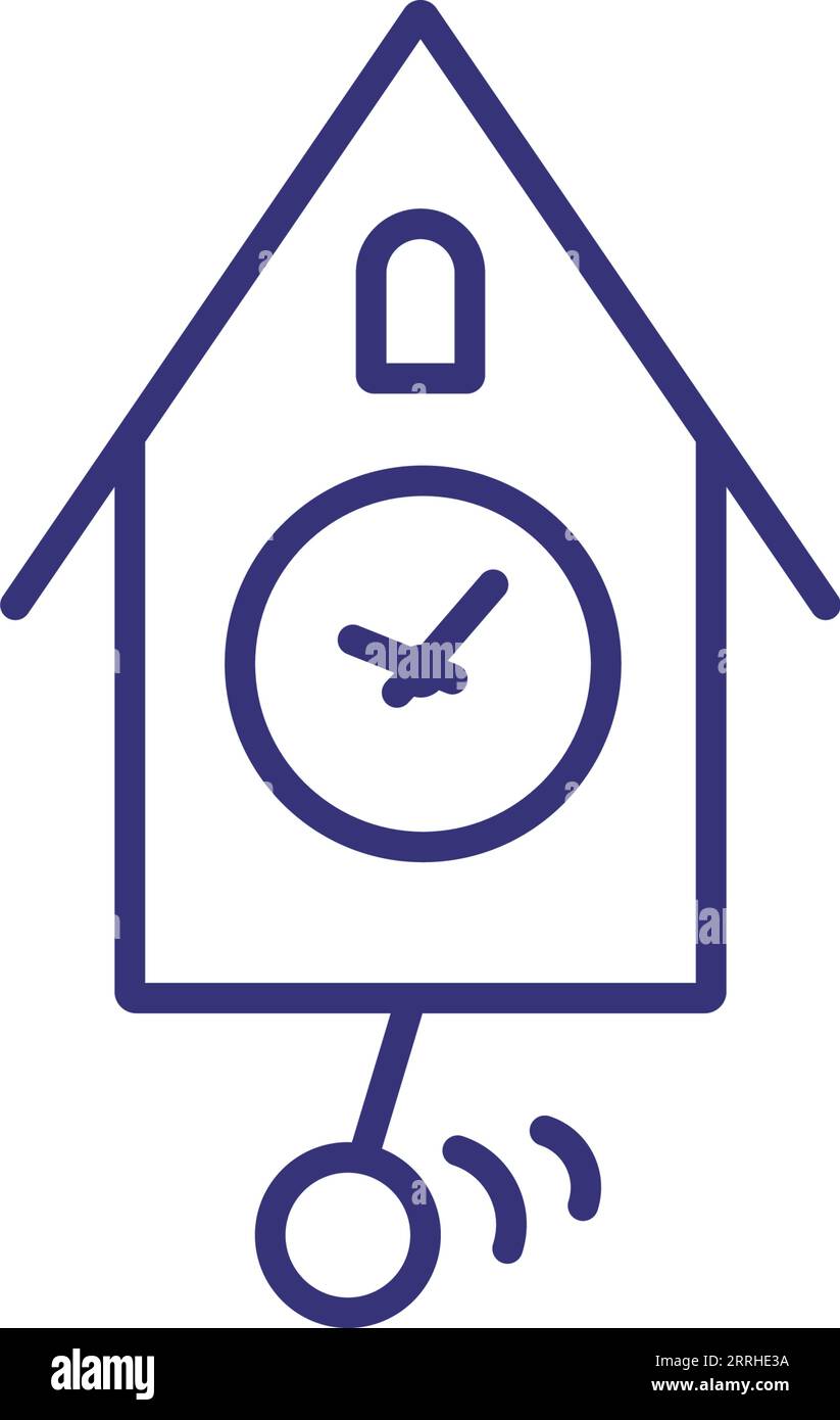 Cuckoo clock line icon Stock Vector