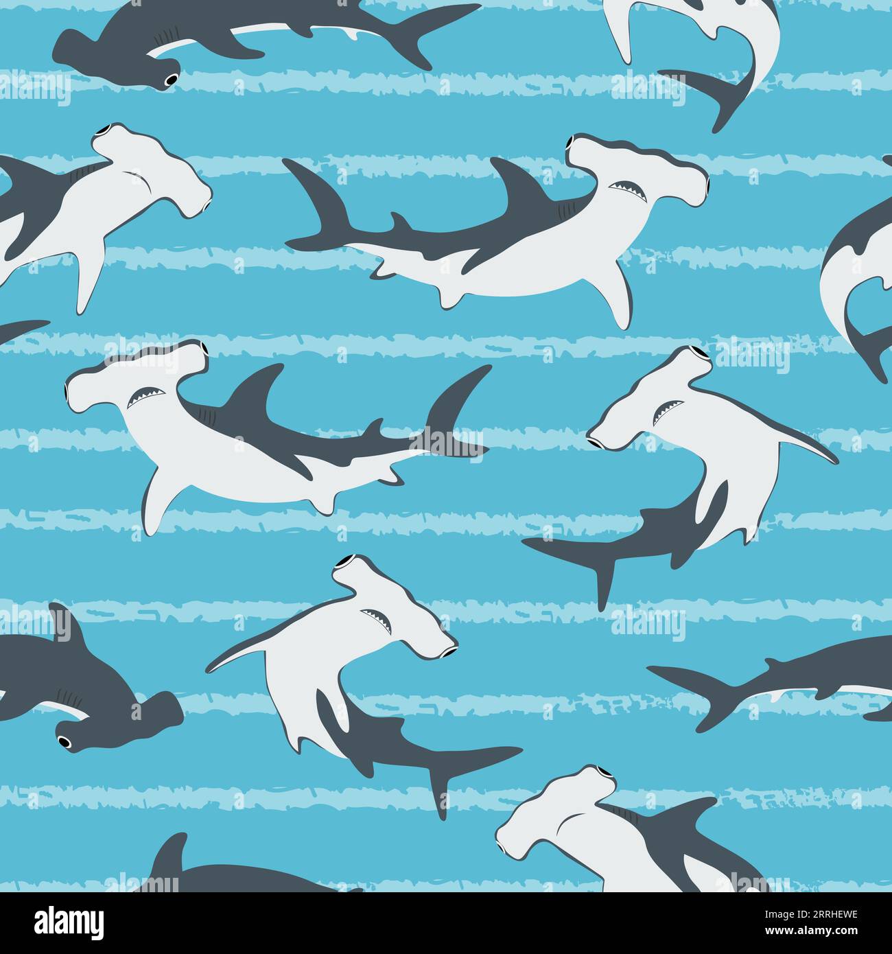 Seamless hammerhead shark pattern. Vector sea background. Stock Vector
