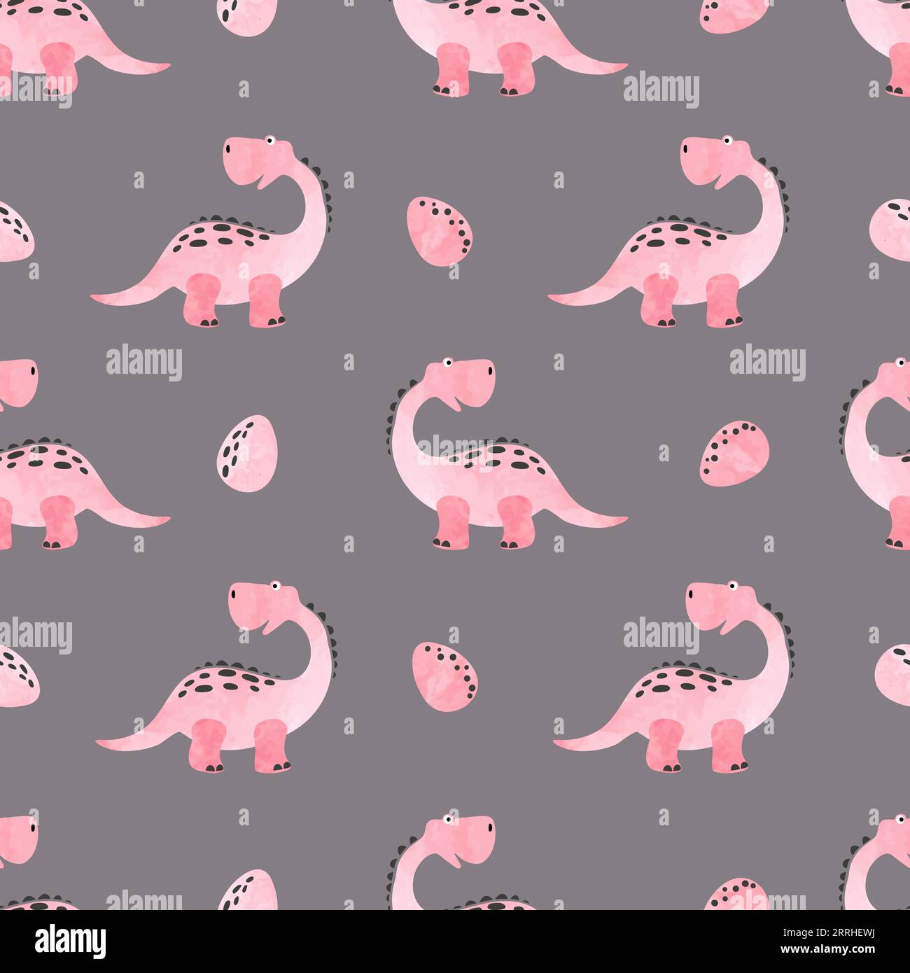 Seamless vector cartoon dinosaurs pattern for kids. Stock Vector