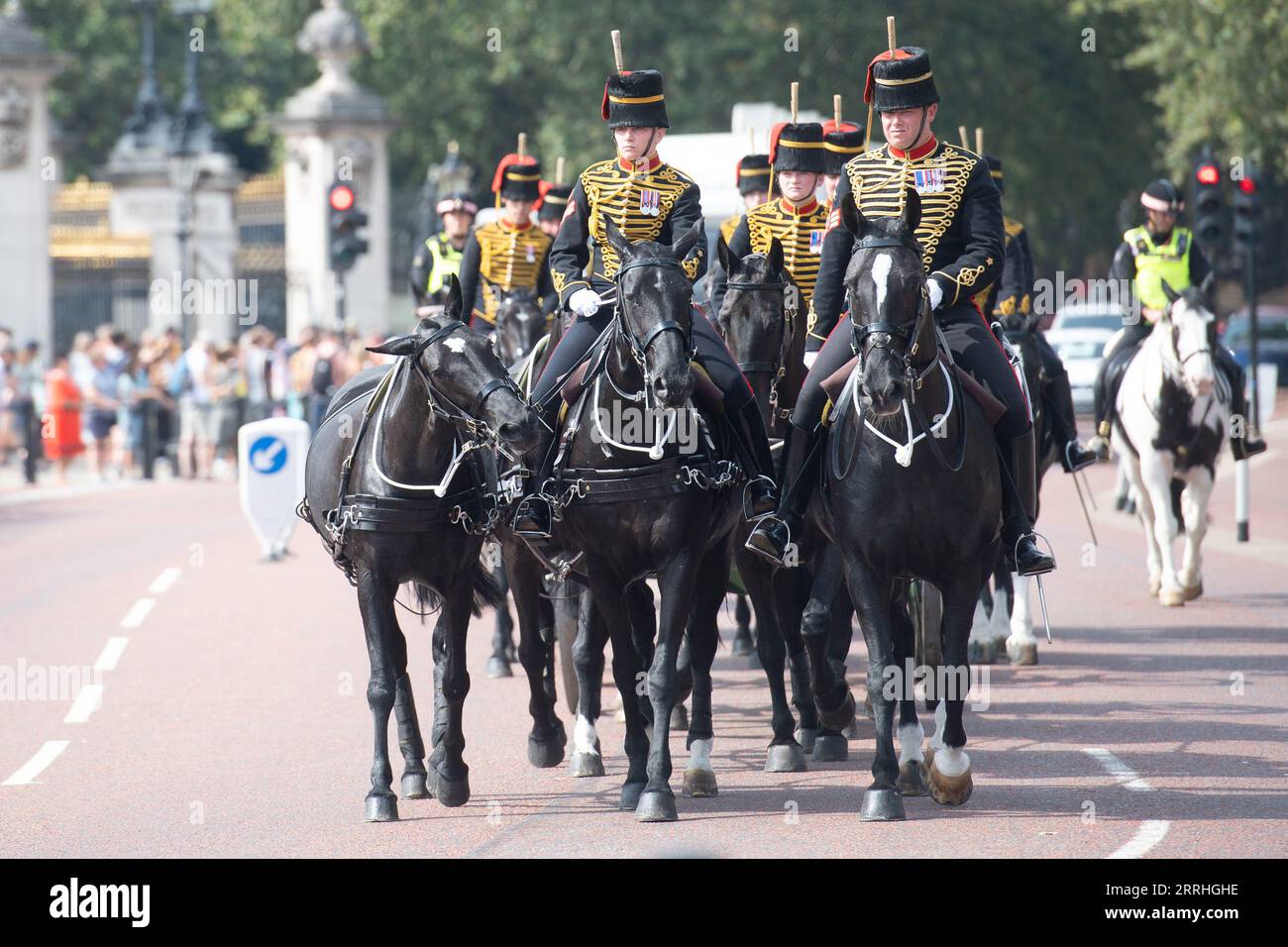London, UK. 08 Sep 2023. The King's Troop Royal Horse Artillery return