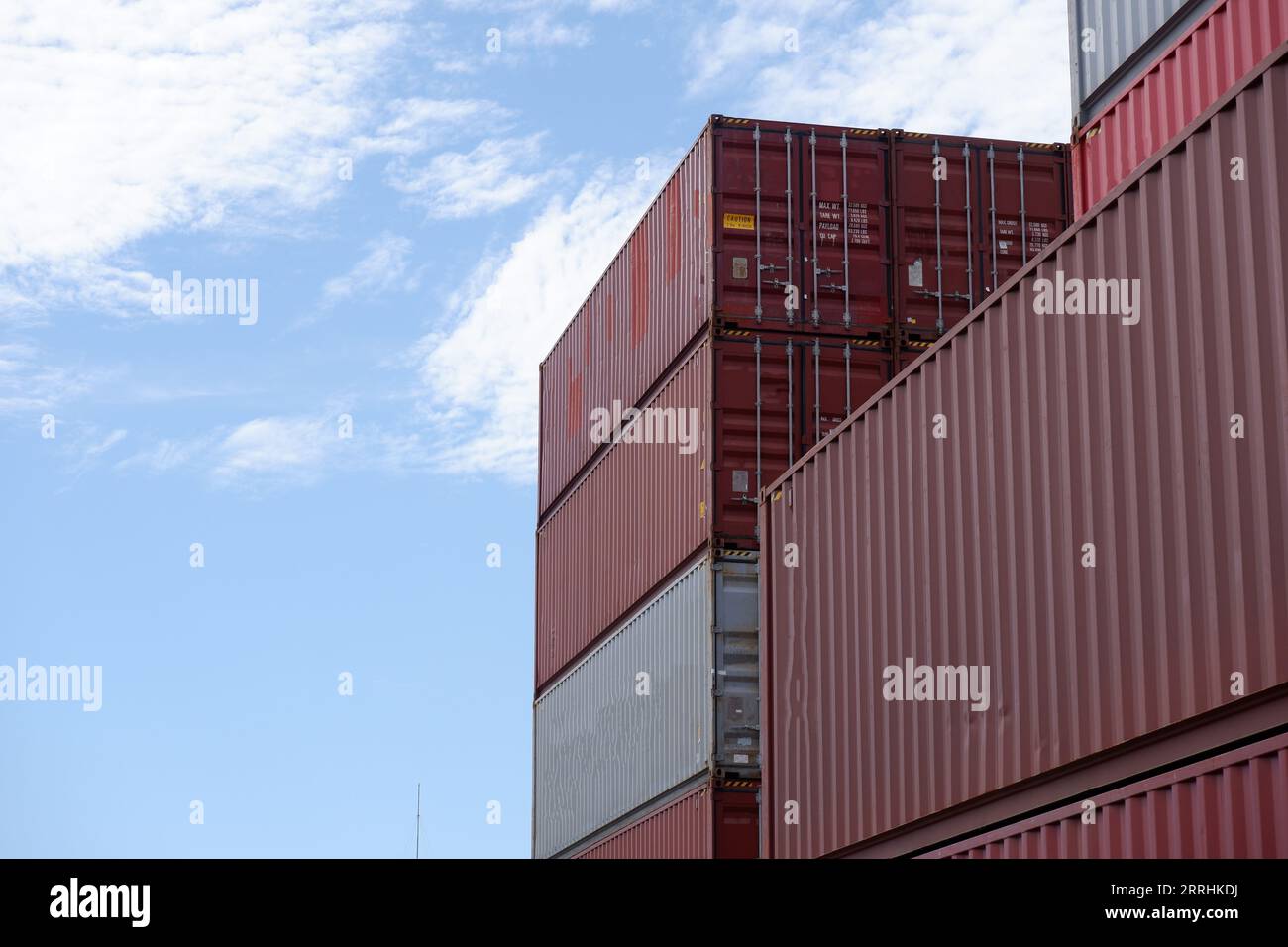 Logistics transportation of international container shipping and cargo planes in container yards, freight transport, international global transportati Stock Photo