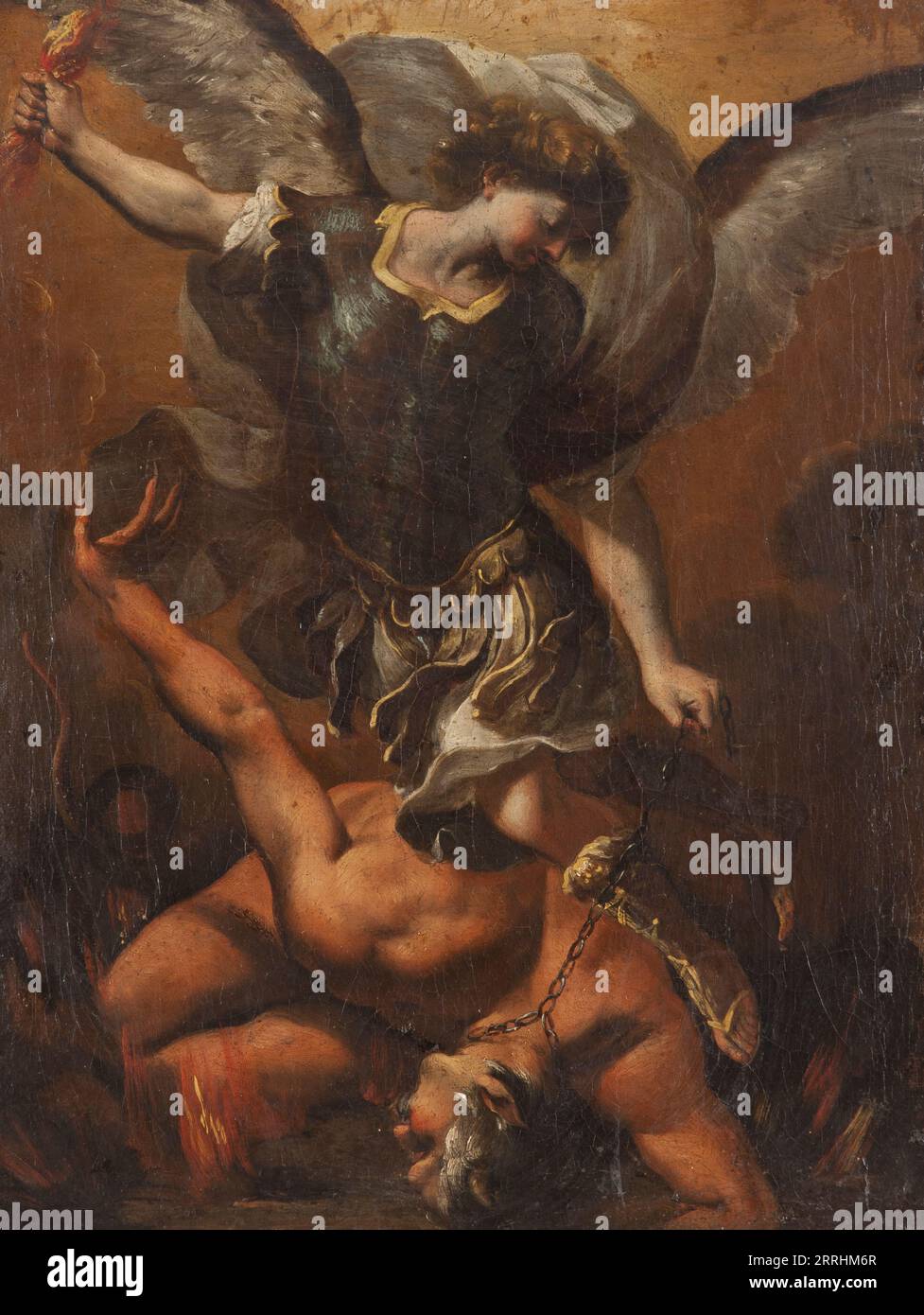 The Archangel Michael Defeating Satan, 17th century. Stock Photo