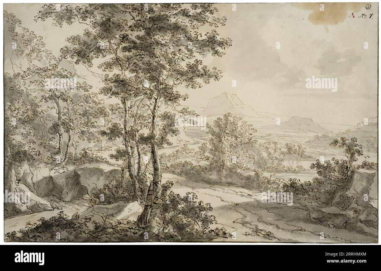 Italian landscape with a road winding along a mountainside Stock Photo ...