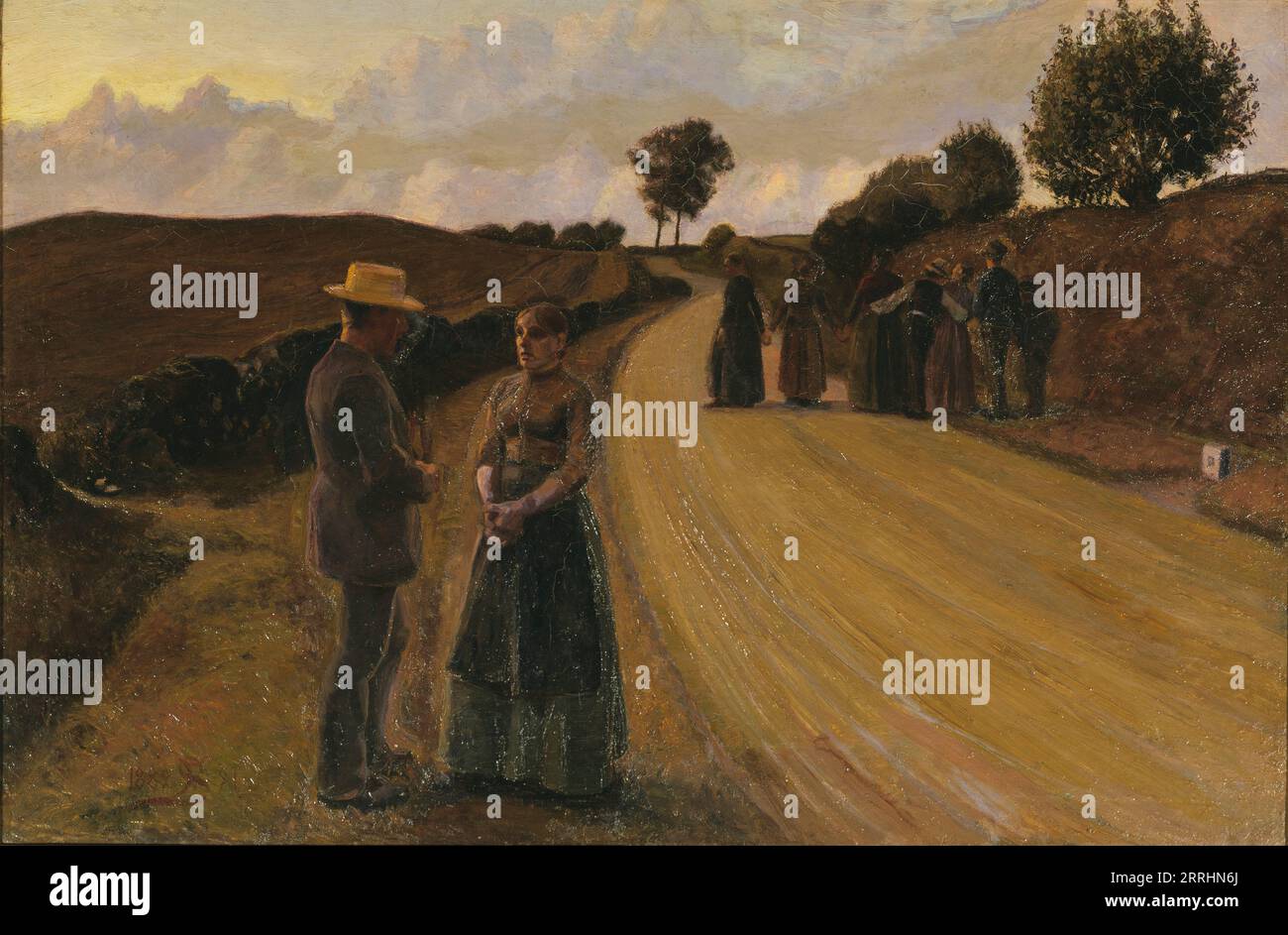 Evening Meeting on a Road, 1889. Stock Photo