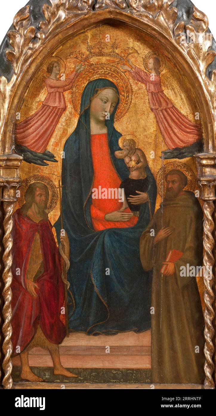 Madonna and Child with St John the Baptist and St Francis, early-mid 15th century. Stock Photo