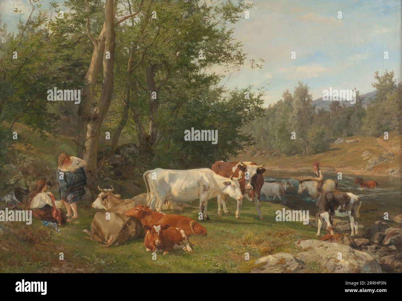 Landscape with Cattle, 1861. Stock Photo