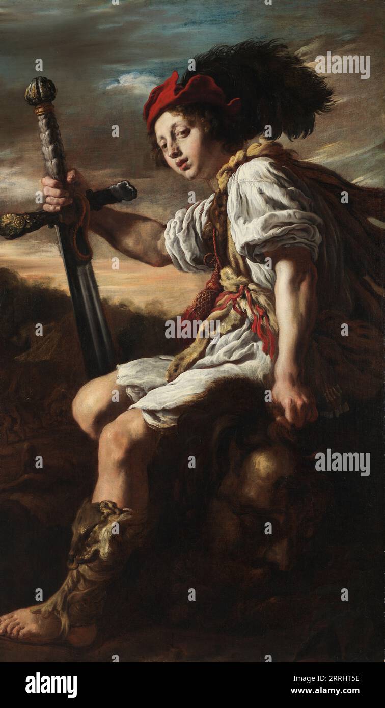 David with Goliath's severed head, 1620s. Stock Photo