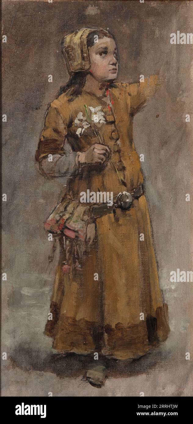 A Girl. Study for Valdemar Atterdag Holding Visby to Ransom, 1882. Stock Photo