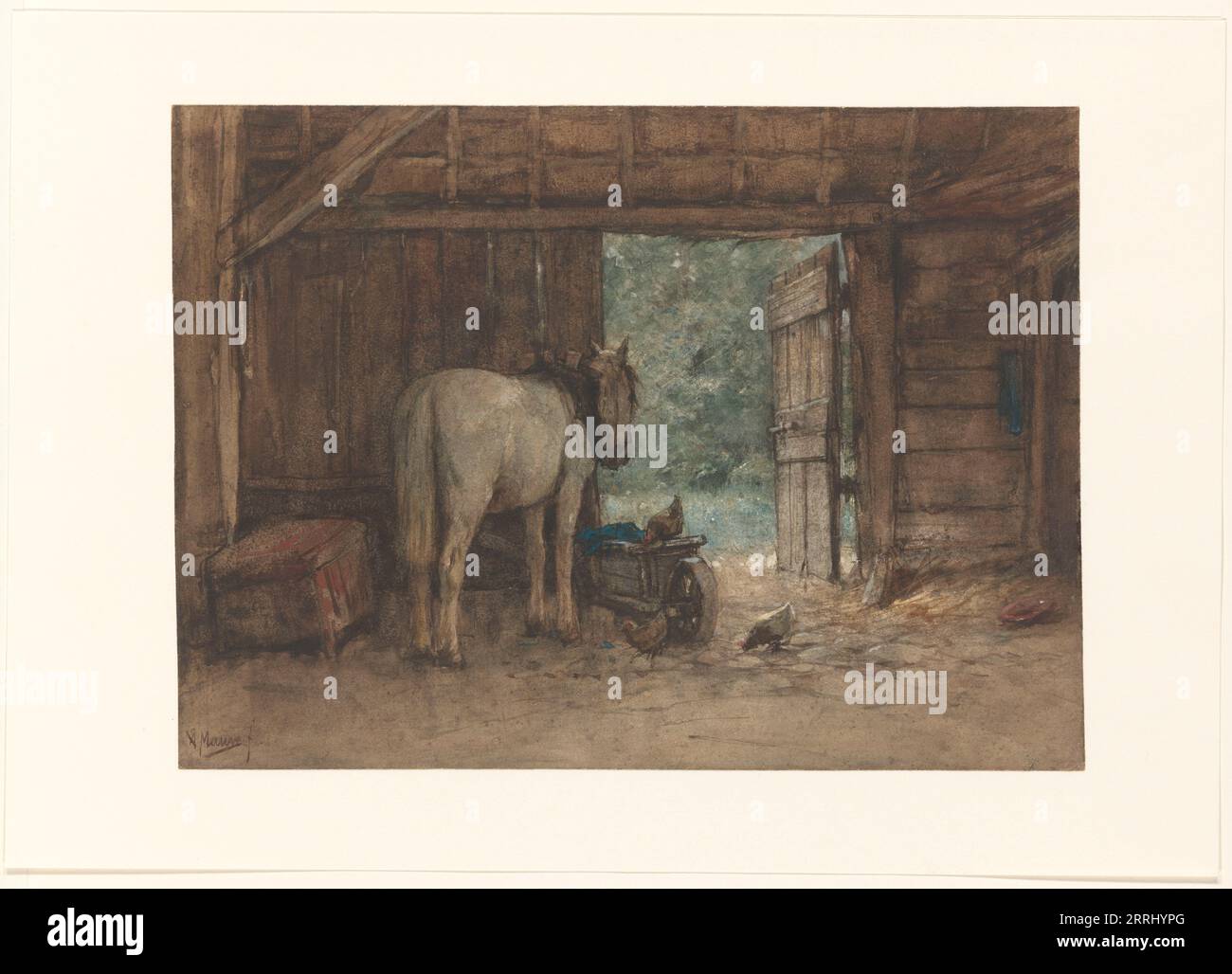 Horse in a stable at an open stable door, c.1848-c.1888. Stock Photo