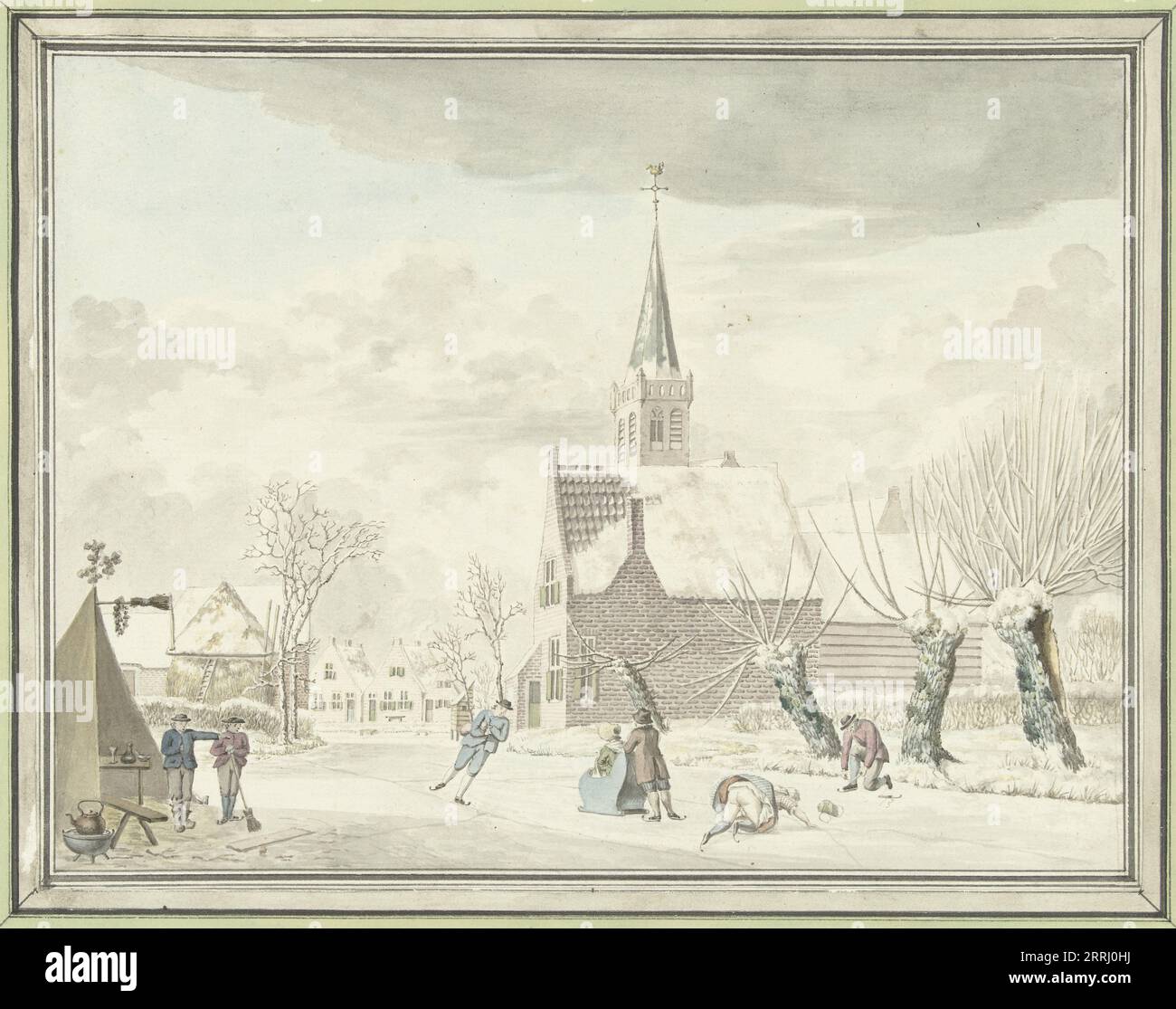 Ice entertainment in the village of Kortenhoef, 1776. Stock Photo