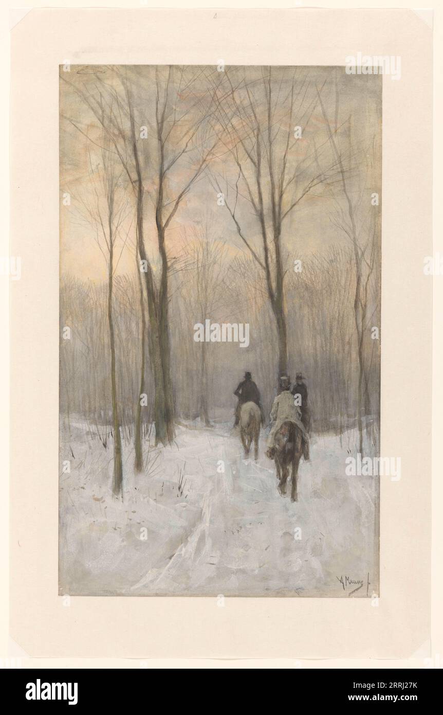 Riders in the Snow in the Haagse Bos, 1880. Stock Photo