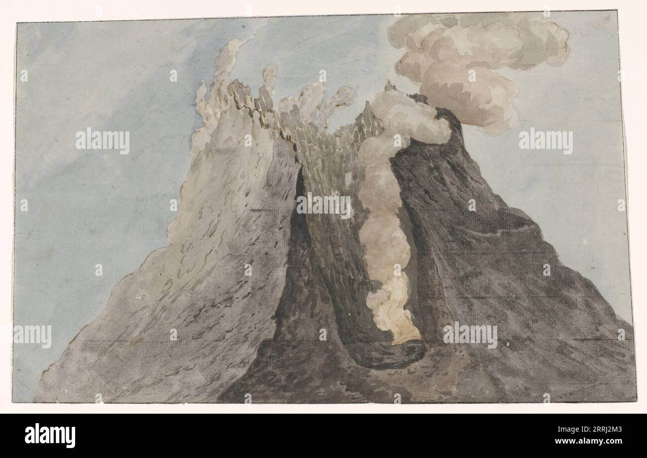Inside of volcano Etna, 1778. Drawing from the album 'Voyage to Italy