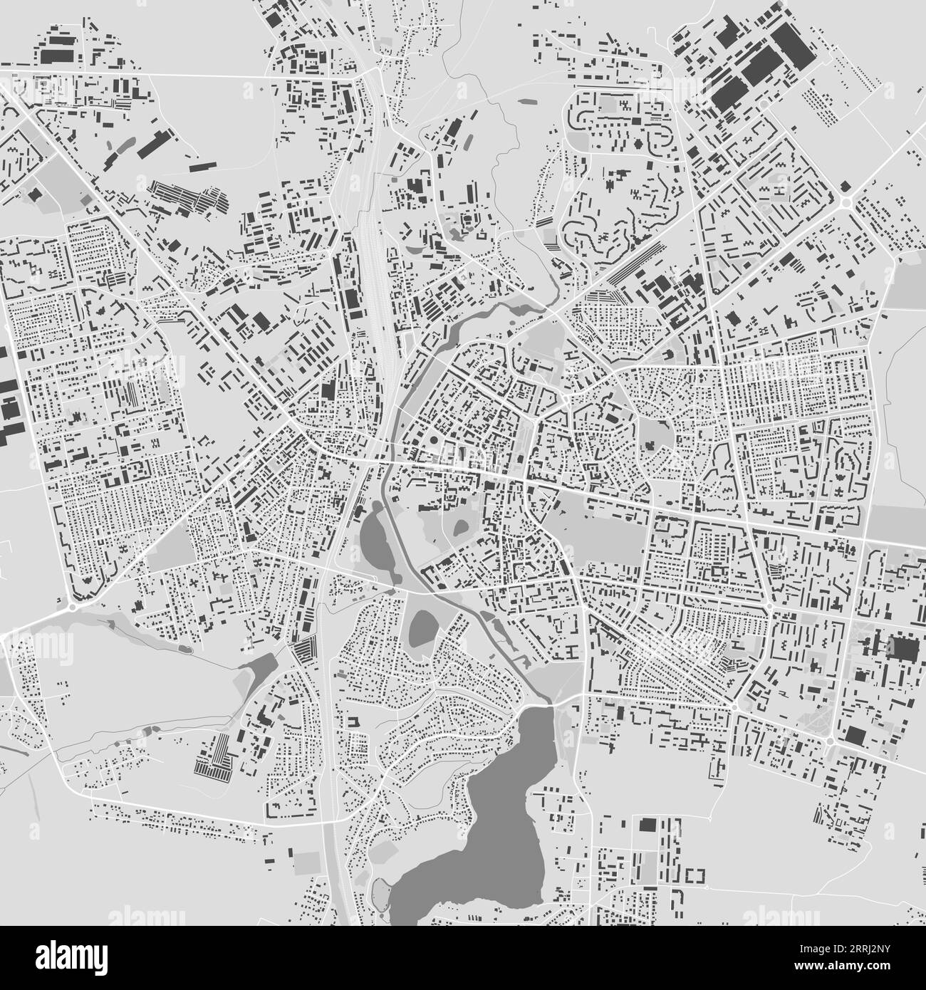 Map of Rivne city, Ukraine. Urban black and white poster. Road map ...