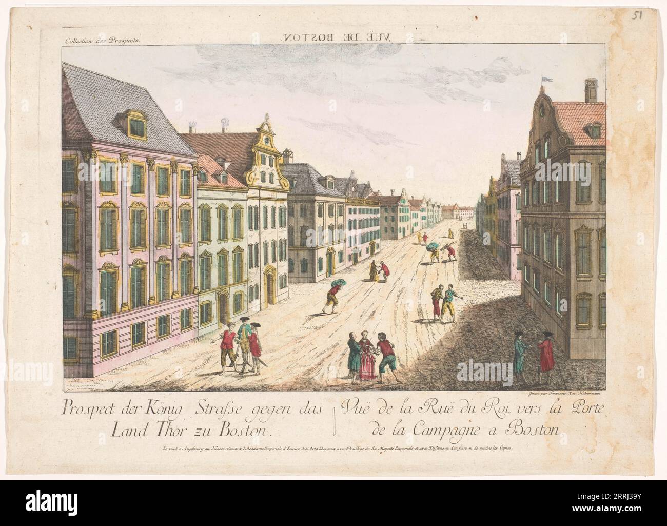 View of King Street in Boston, 1755-1779. Stock Photo
