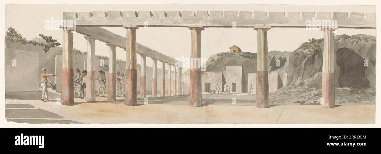Roman camp within the walls of Agrigentum with the Temple of Asclepius, 1778. Drawing from the album 'Voyage to Italy, Sicily and Malta'. Stock Photo