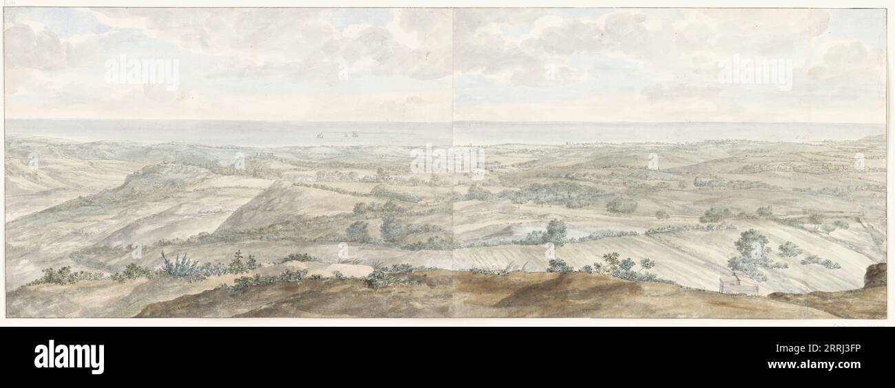 Panorama from Collis Minervalis, 1778. Drawing from the album 'Voyage to Italy, Sicily and Malta'. Stock Photo