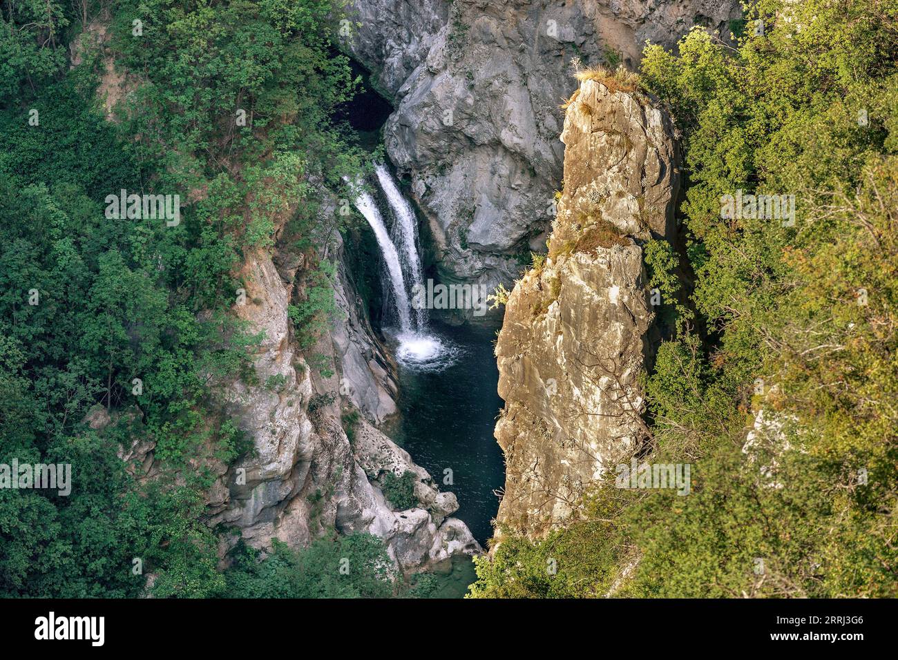 Gubavica waterfall on the Cetina River in Croatia. Slap Gubavica. Stock Photo