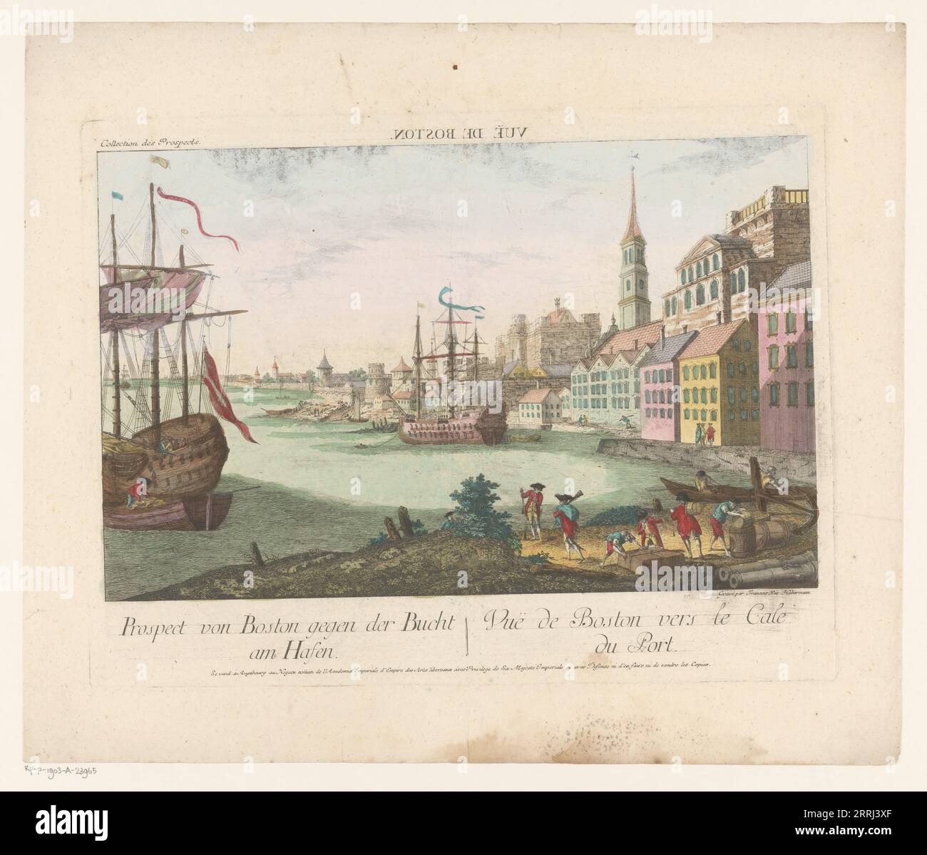 View of the harbor in Boston, 1755-1779. Stock Photo
