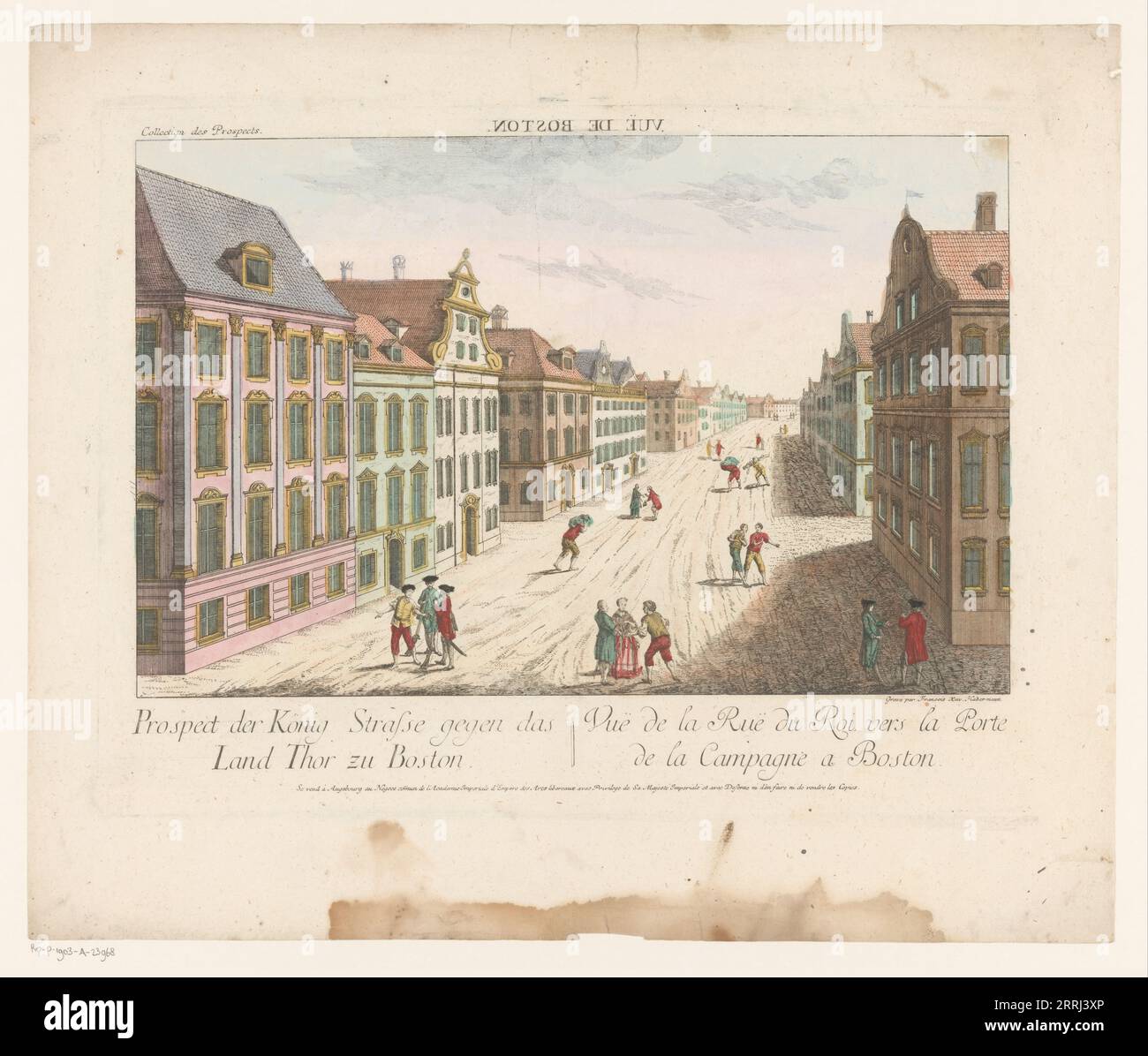 View of King Street in Boston, 1755-1779. Stock Photo