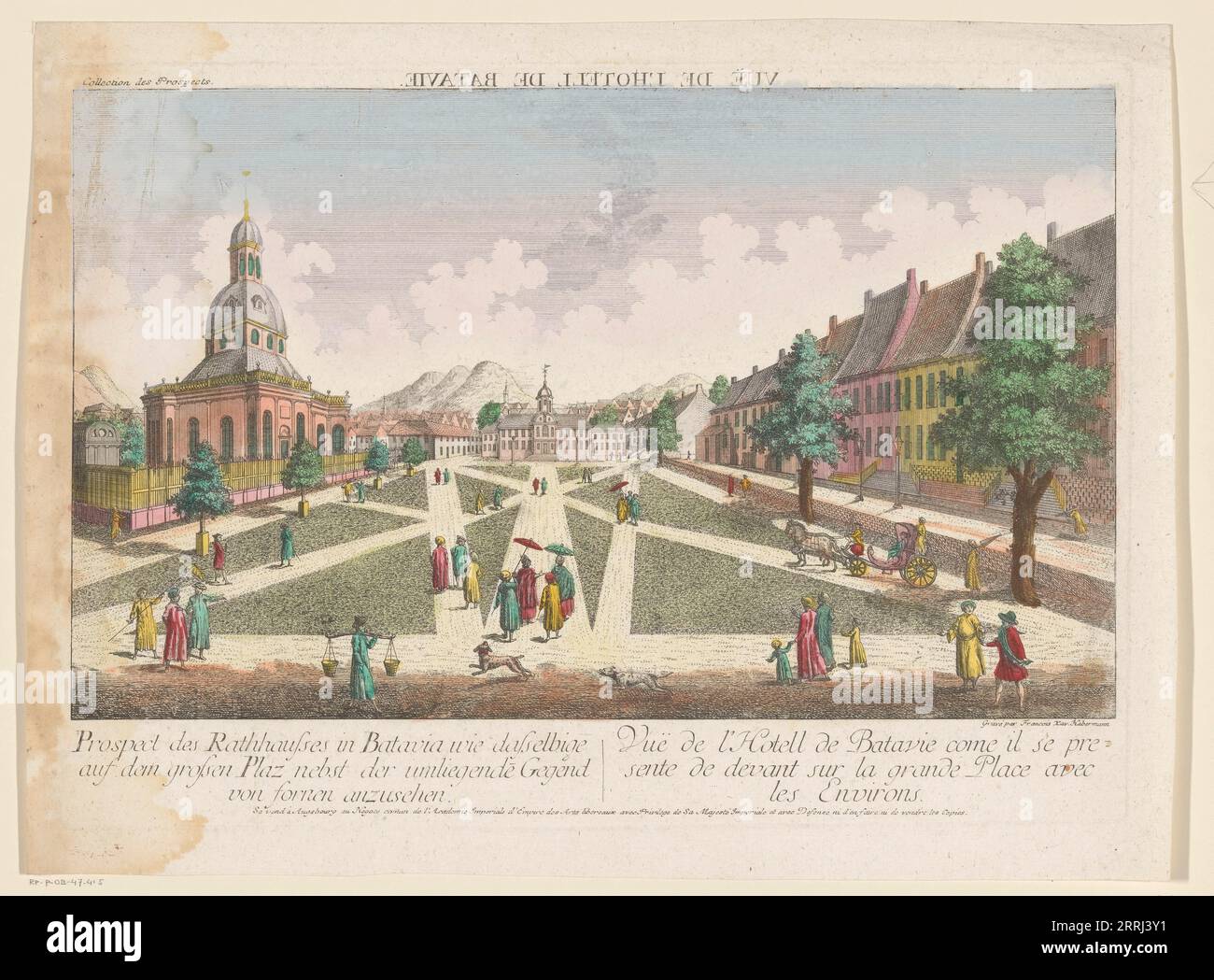View of the town hall and the New Dutch Church in Batavia, 1755-1779. Stock Photo