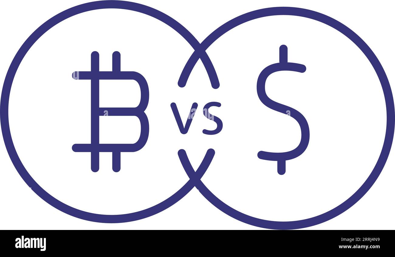 Bitcoin vs Dollar line icon Stock Vector