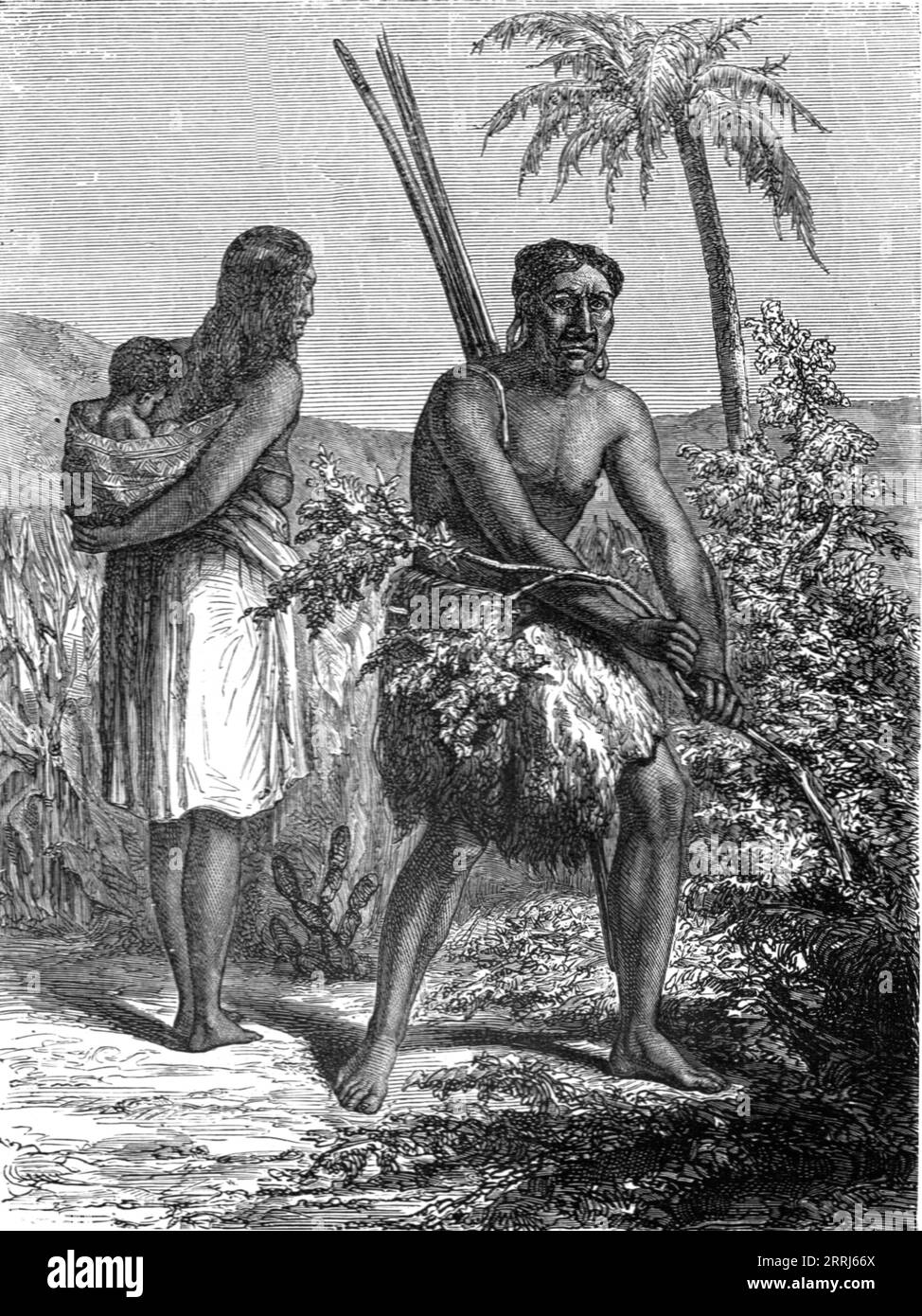 'Indians of the Gran Chaco; A visit to Paraguay during the war', 1875. From, 'Illustrated Travels' by H.W. Bates. [Cassell, Petter, and Galpin, c1880, London] Stock Photo