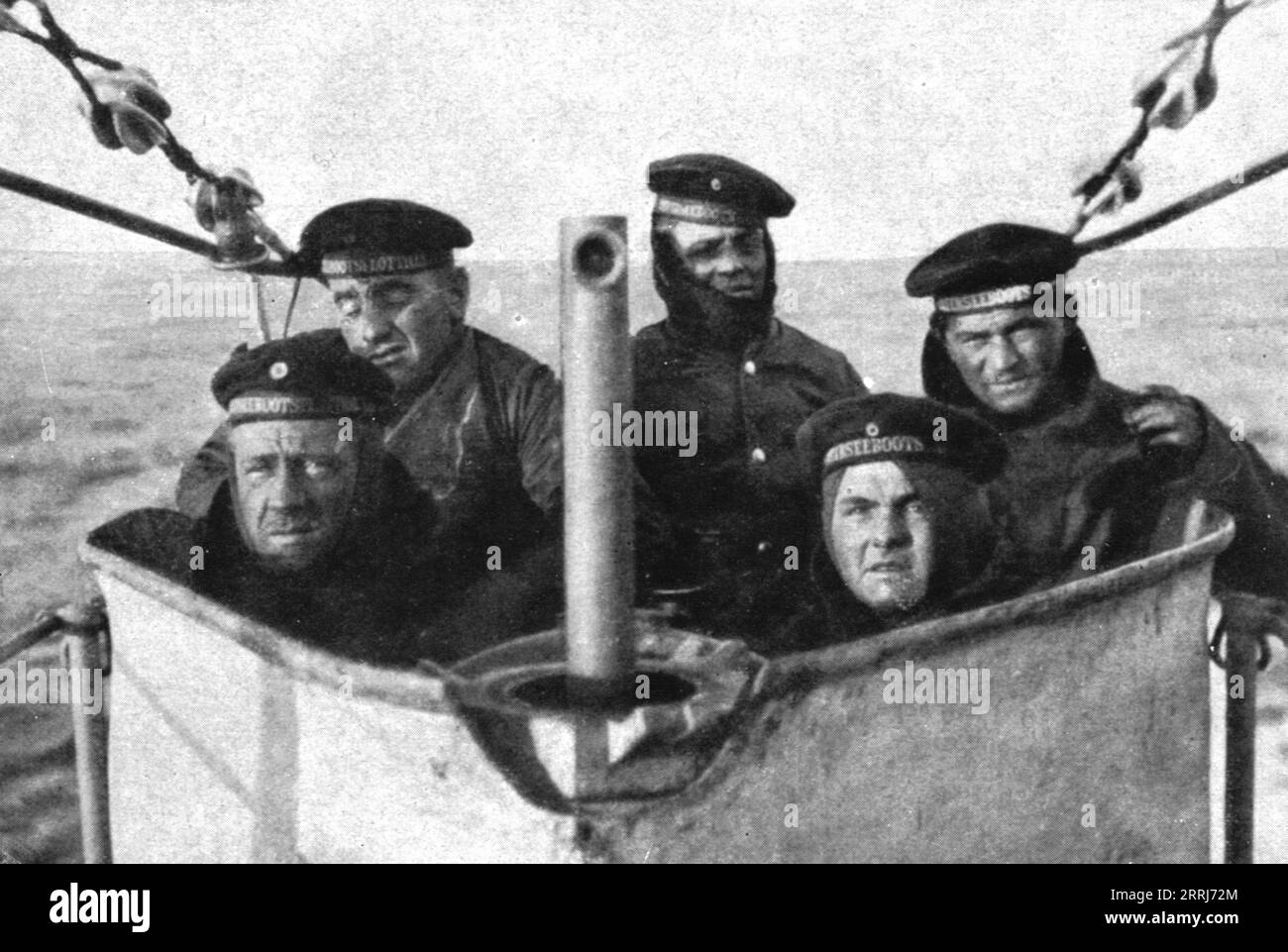 'A bord des sous-marins allemands; Groupe caracteristique d'un equipage de sous-marin allemand', 1918. From &quot;L'Album de la Guerre 1914-1919, Volume 2&quot; [L'Illustration, Paris, 1924]. Stock Photo