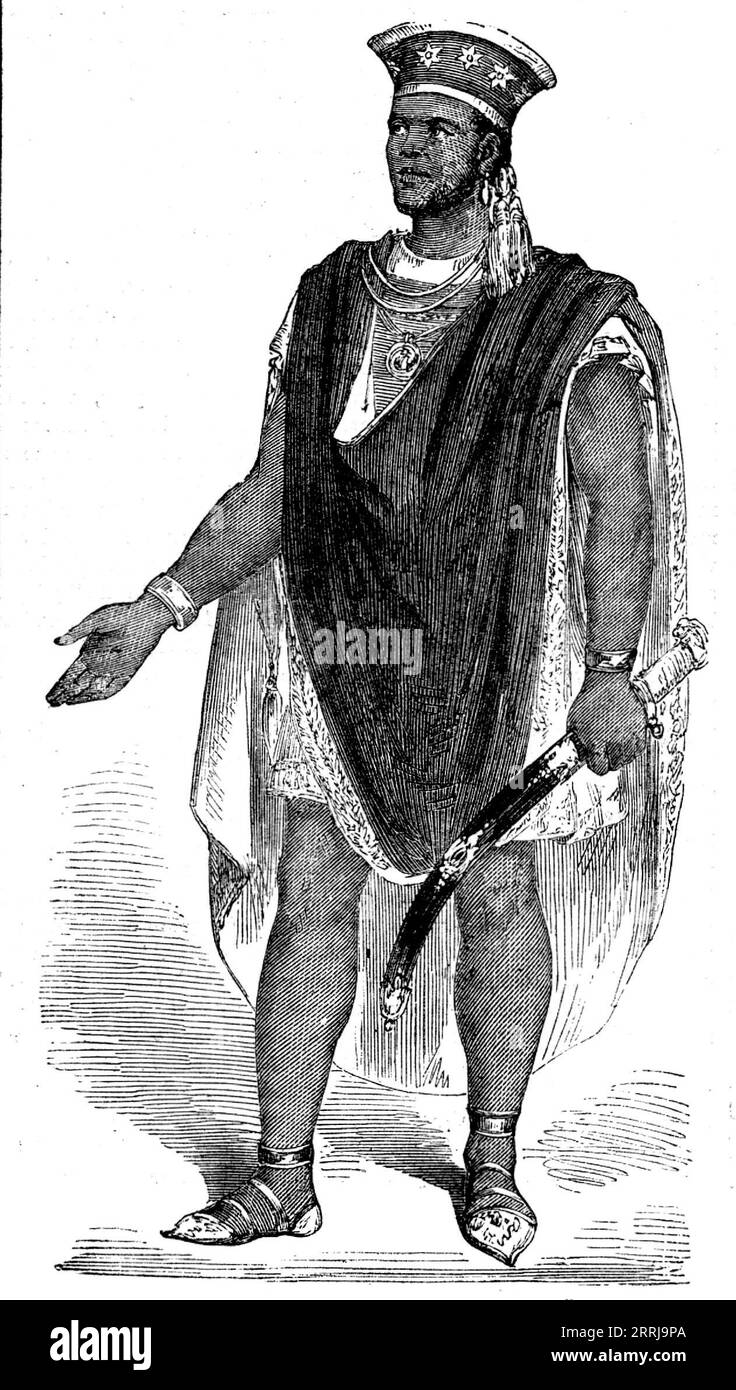 Ira Aldridge, the African Tragedian, as &quot;Othello&quot;, 1858. American-born British actor, playwright and theatre manager. '...his impersonations of...Othello, Gambia, Zanga, and other characters suited to his complexion, were so successful that he rose rapidly in histrionic fame...at the fall of the curtain [at the Covent-garden Theatre] he was called for and enthusiastically applauded...As both a tragic and a comic actor Mr. Aldridge's talents are undeniably great. In tragedy he has a solemn intensity of style, bursting occasionally into a blaze of fierce invective or passionate declama Stock Photo