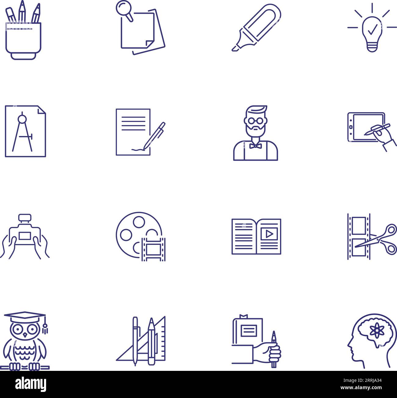 Studying line icon set Stock Vector