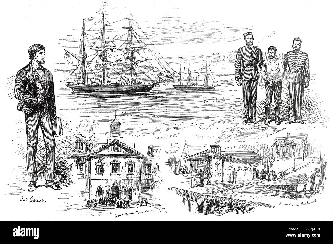 Sketches of the Caswell Mutiny, 1876. 'James Carrick; The Caswell; The