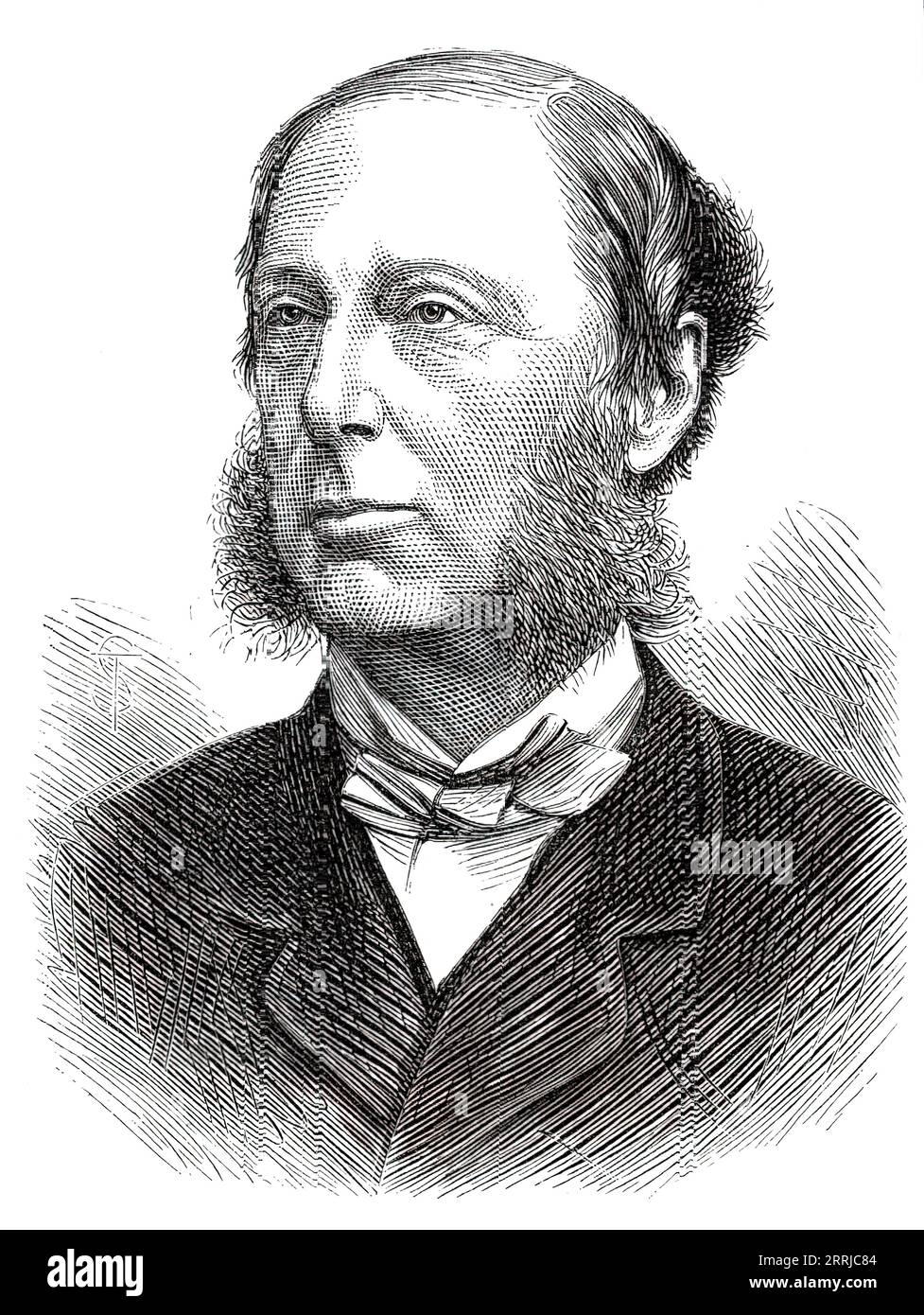 Lord Alington, 1876. Engraving from a photograph taken by Messrs. Fradelle and Marshall. Elevation to the peerage: 'Mr. Gerard Sturt, M.P. for Dorsetshire, is now Baron Alington of Critchell...Lord Alington always professed Conservatism as his political creed, and was generally a steady voting adherent of Lord Derby and Mr. Disraeli; but in the course of his career he made three speeches which were remarkable for liberality on the particular question to which they referred, and were characterised by acute argument and abounding humour'. Alington was one of the private landlords specifically na Stock Photo
