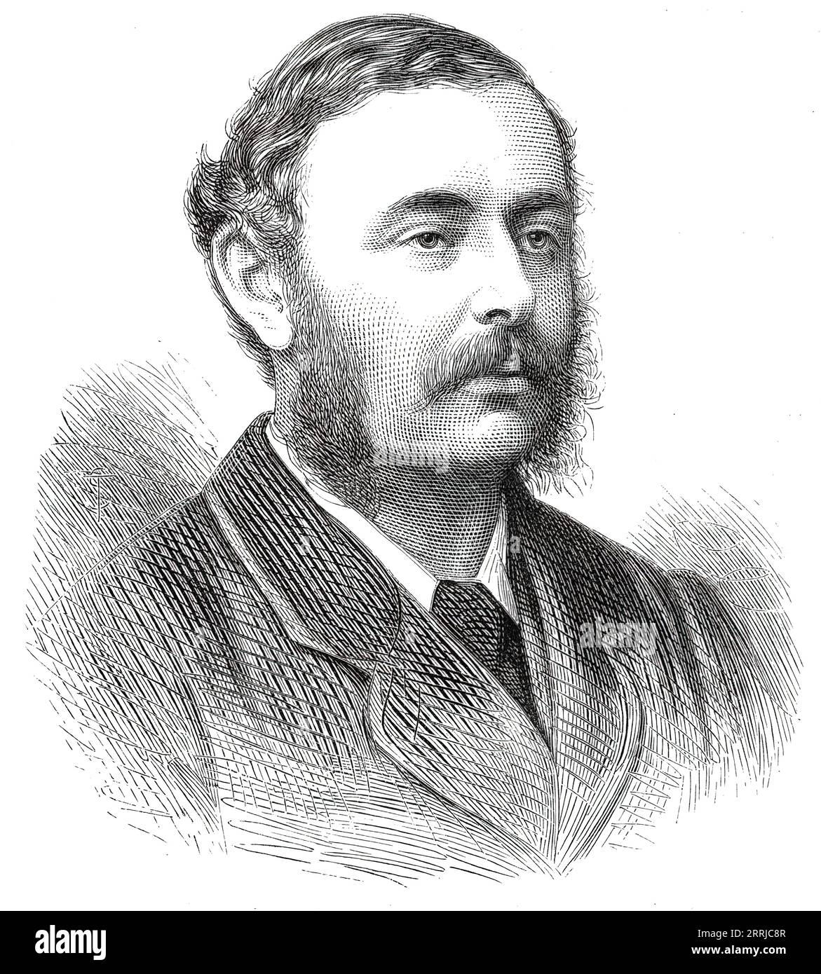 Mr. M. W. Ridley, 1876. 'In the House of Commons the address in answer to the Speech was moved by Mr. Matthew White Ridley, M.P. for North Northumberland...Mr. White Ridley was born in 1842, and, married, 1873, Mary Georgina, eldest daughter of Sir Dudley Coutts Marjoribanks, Bart., of Guischam. He was educated at Harrow, and at Balliol College, of which he was scholar; was first class in classics in 1855, and became a Fellow of All Souls' in 1867. He is a Conservative in politics, and has sat for North Northumberland since the last general election, succeeding his father, who had represented Stock Photo