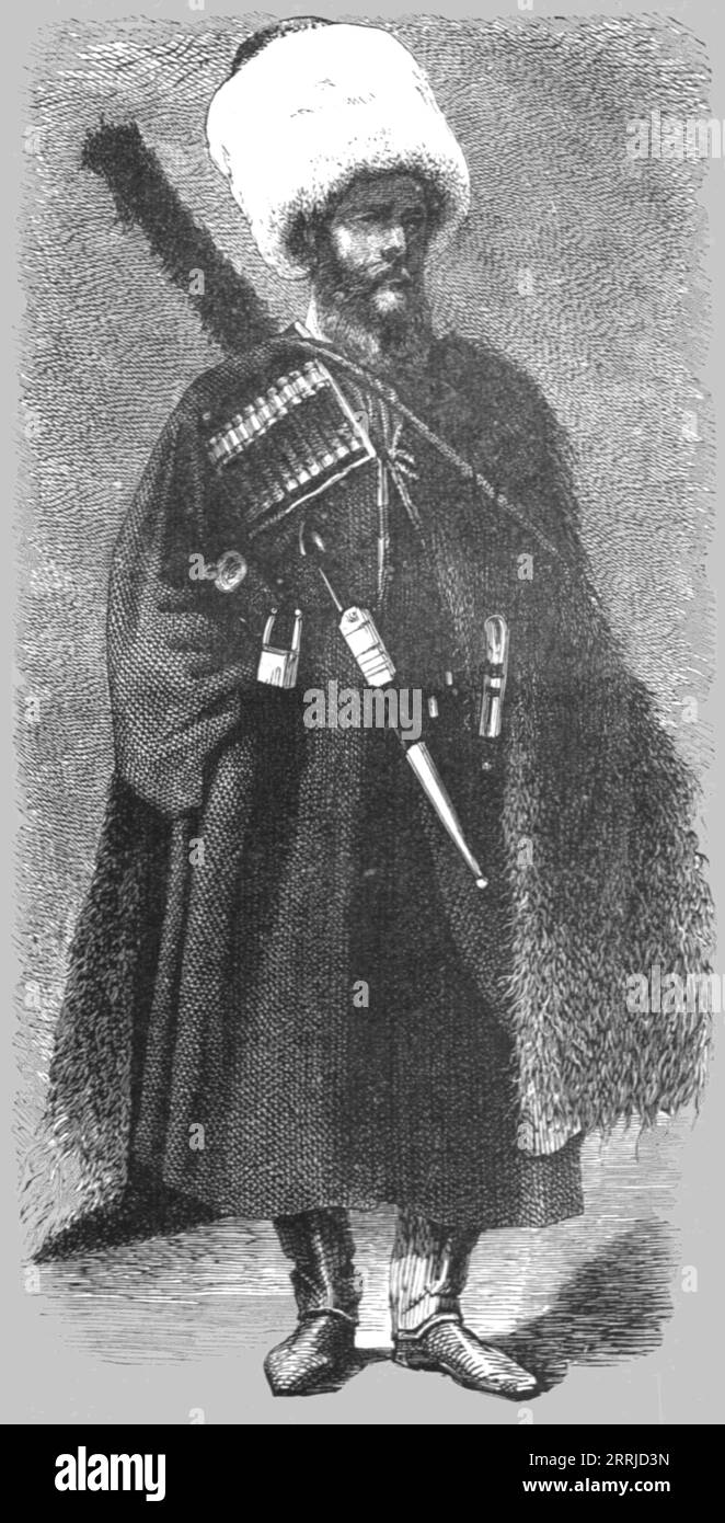 'Cossack of the Line; The Caucasus', 1875. From 'Illustrated Travels' by H.W. Bates. [Cassell, Petter, and Galpin, c1880, London] and Galpin. Stock Photo