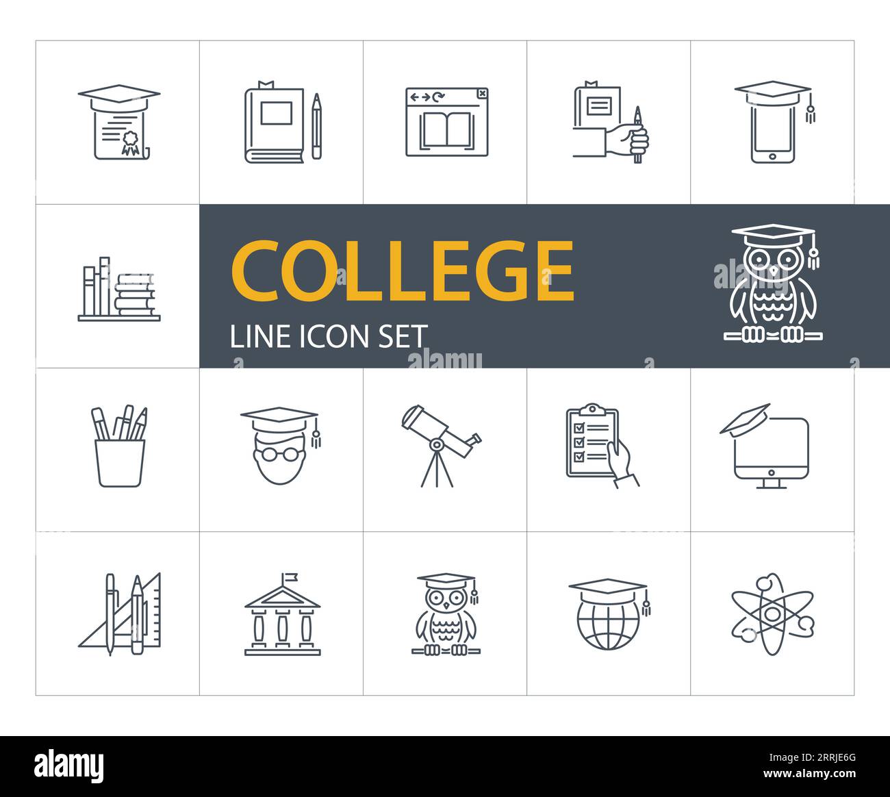 College line icon set Stock Vector
