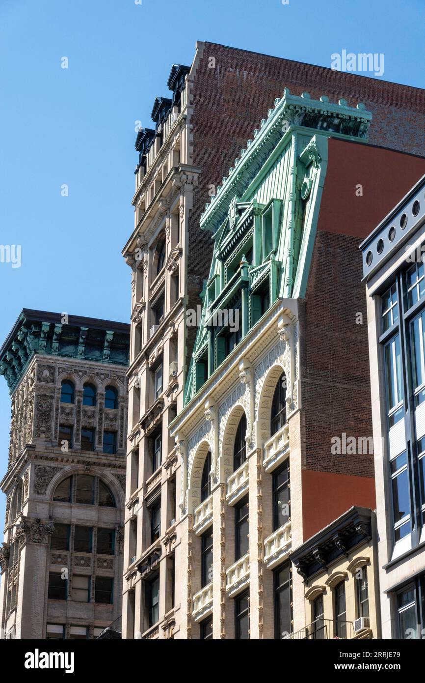 SoHo is an historic district in New York City featuring cast iron architecture, USA  2023 Stock Photo