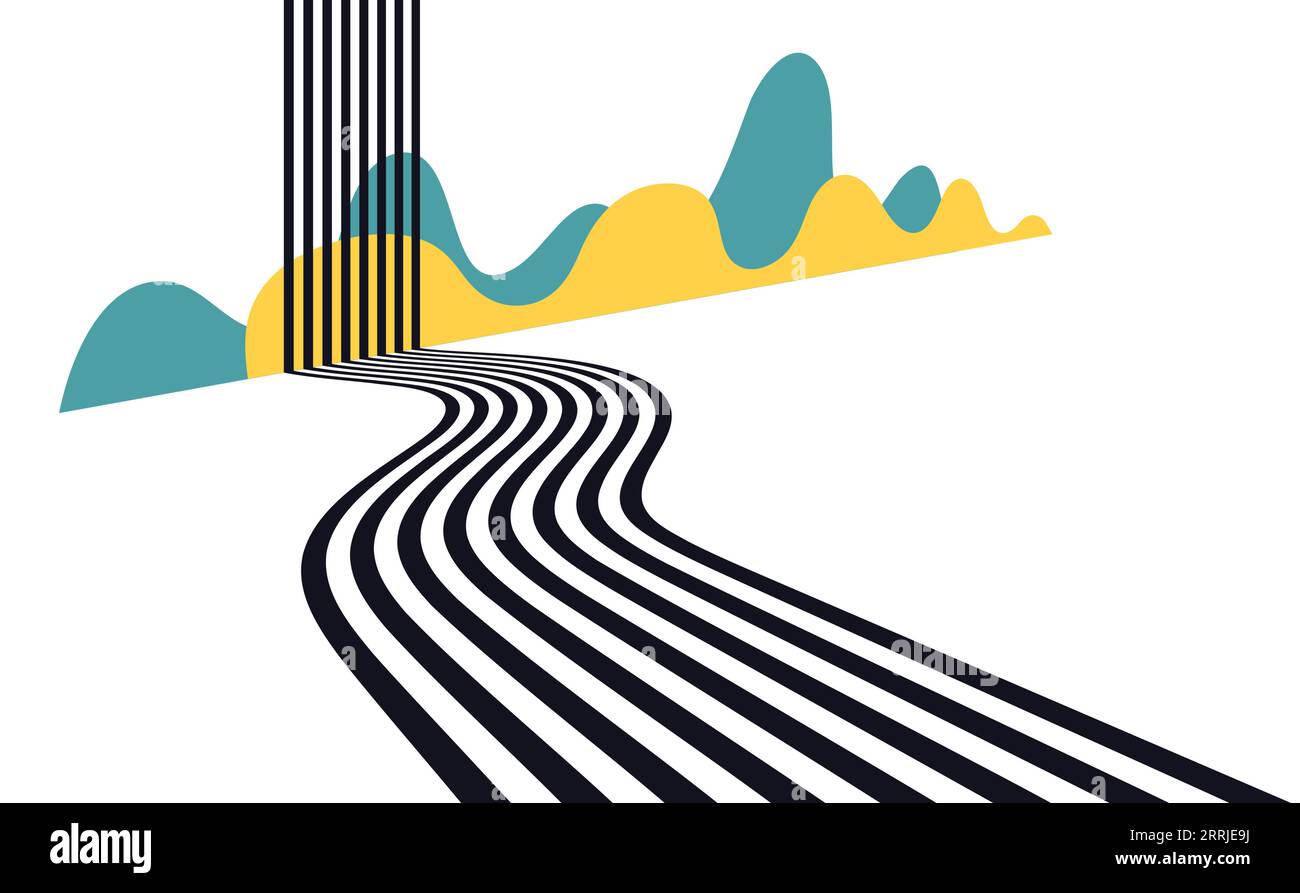 3d perspective horizon road highway black and white lines background