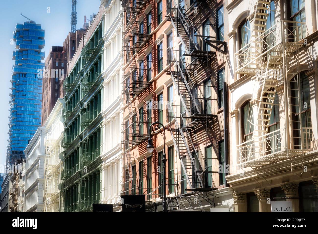 SoHo is an historic district in New York City featuring cast iron architecture, USA  2023 Stock Photo