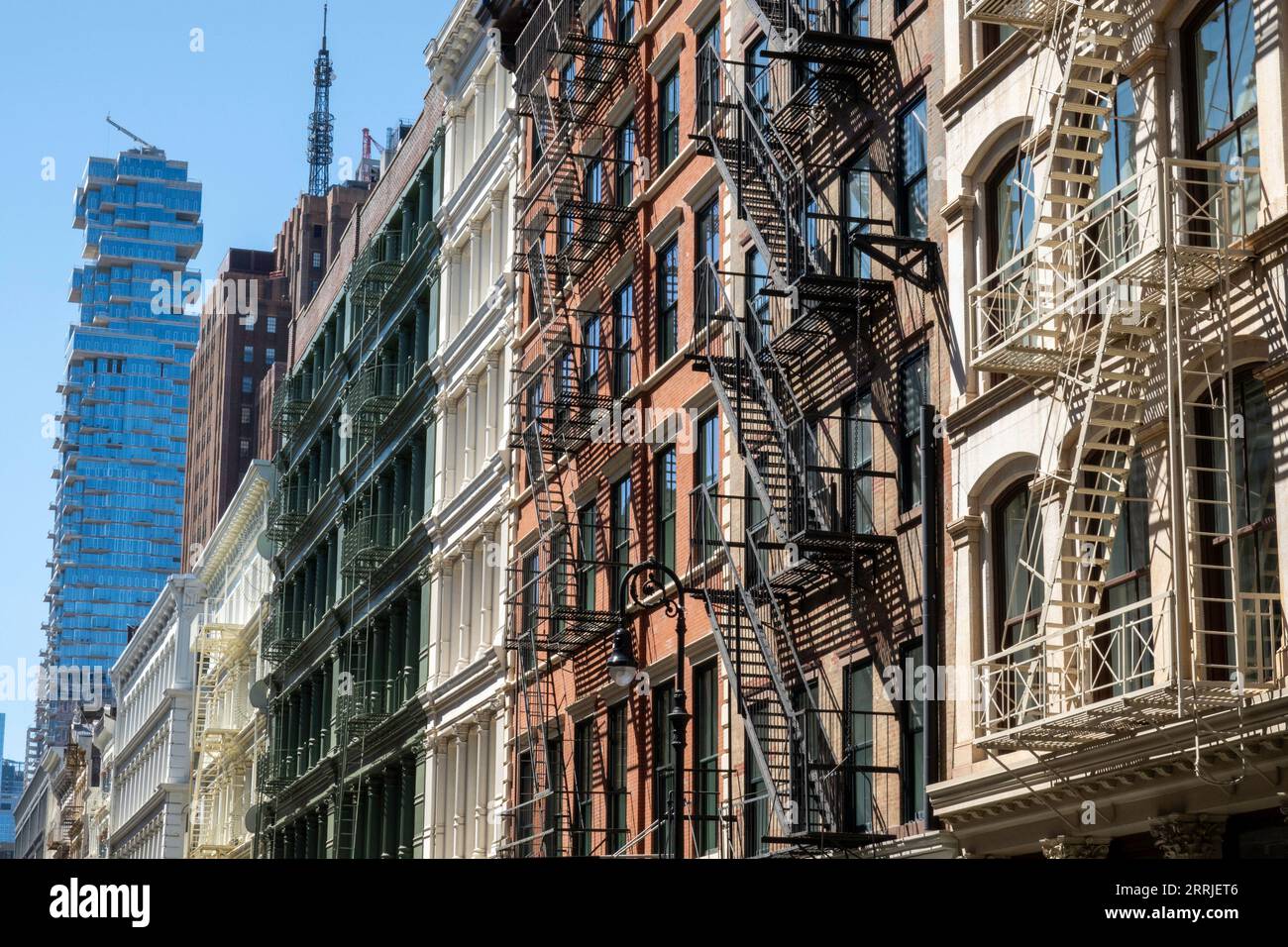 SoHo is an historic district in New York City featuring cast iron architecture, USA  2023 Stock Photo
