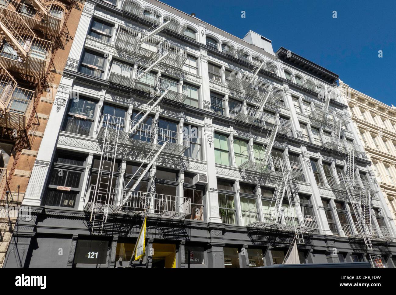 SoHo is an historic district in New York City featuring cast iron architecture, USA  2023 Stock Photo
