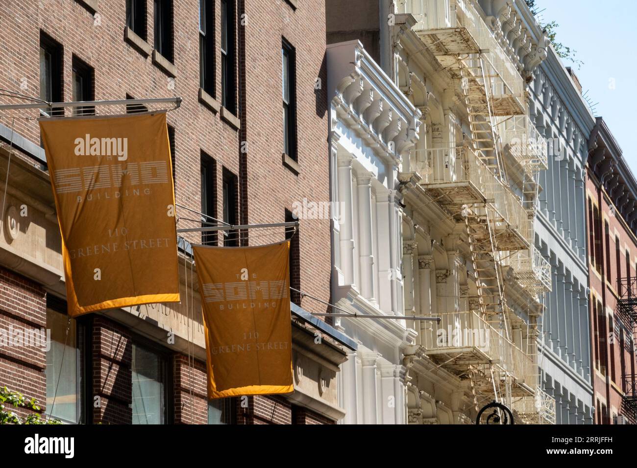 SoHo is an historic district in New York City featuring cast iron architecture, USA  2023 Stock Photo
