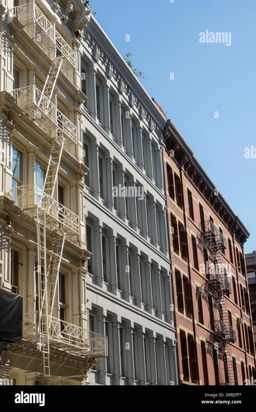 SoHo is an historic district in New York City featuring cast iron architecture, USA  2023 Stock Photo