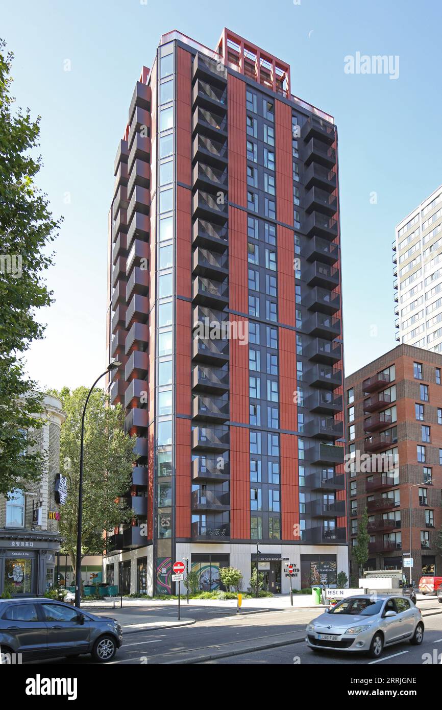 New apartment blocks at Elephant and Castle on New Kent Road, London, UK. Part of the the new Elephant Park residential development. Stock Photo