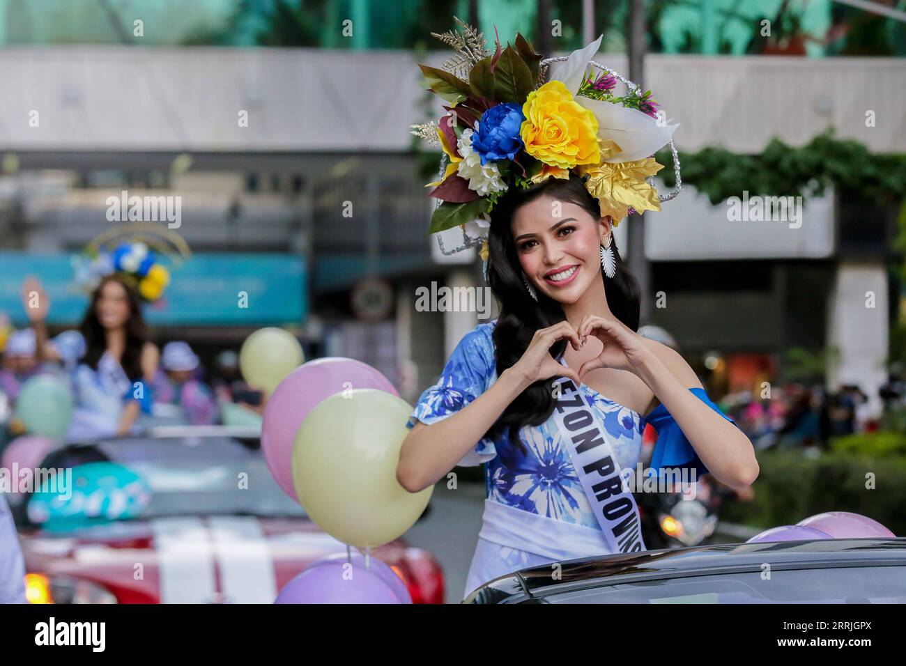 220723 -- QUEZON CITY, July 23, 2022 -- A contestant for the Binibining Pilipinas Miss Philippines 2022 attends the Grand Parade of Beauties in Quezon City, the Philippines on July 23, 2022. A total of 40 contestants will vie for the Binibining Pilipinas 2022 beauty pageant this year.  PHILIPPINES-QUEZON CITY-BEAUTY CONTEST-PARADE RouellexUmali PUBLICATIONxNOTxINxCHN Stock Photo