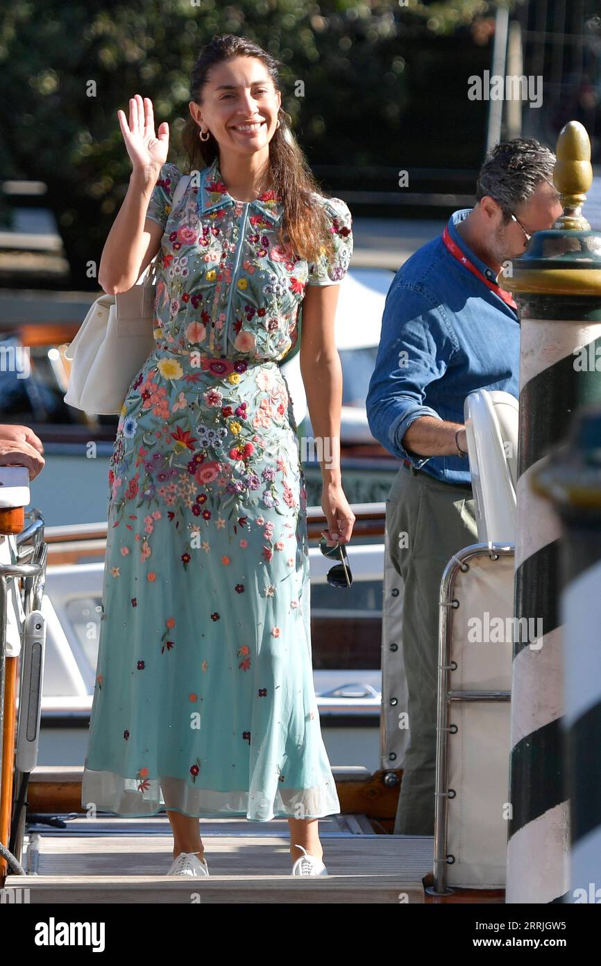 Caterina Murino arrives at the dock of the Hotel Excelsior for 80