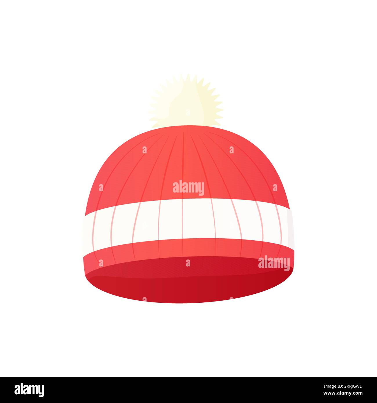 winter knitted hat with bubon, accessories, clothing. Vector illustration Stock Vector